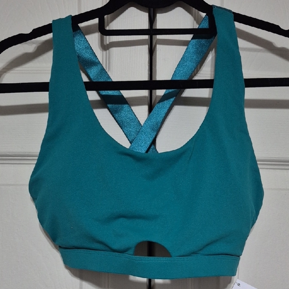 Fabletics Teal Cross-Back Sports Bra